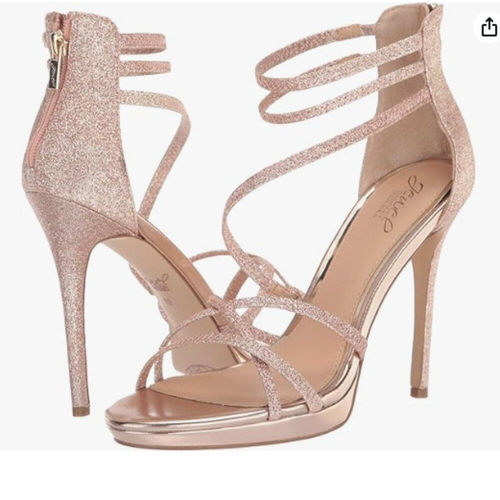 Jewel Badgley Mischka Women's Florencia Heeled Rose Gold Sandal 6